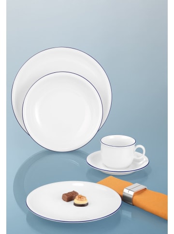 Seltmann Weiden 6er Set Speiseteller Compact Blaurand in Weiß-Blau ø 27 cm in weiß-blau