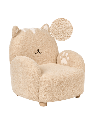 Beliani Kindersessel ZOAR in Beige/Braun - (W) 55 x (H) 59 x (L) 54 cm