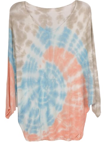 styleBREAKER Poncho in Apricot-Blau-Beige