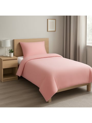 COFI 1453 Mikrofaser-Bettwäsche 135 x 200 cm mit verdecktem Reißverschluss in Rosa
