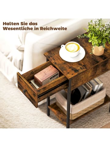 HOMCOM Side Table--Rustic Brown