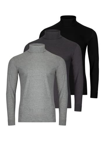Ragman Rollkragenshirt Basic in Hellgrau / dunkelgrau / schwarz