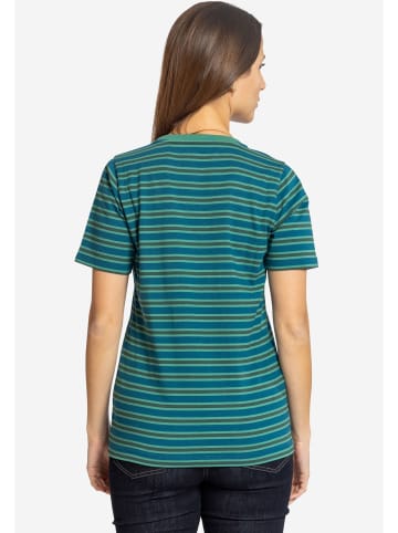 elkline Streifen T-Shirt Anna in blue coral - trekking green