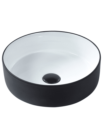 Beliani Waschbecken CALIG in Schwarz/Weiß - (W) 36 x (H) 12 x (L) 36 cm
