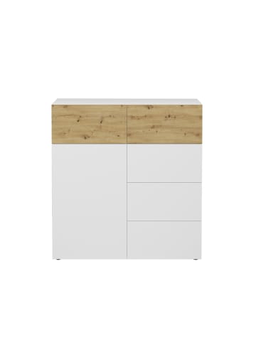 CALICOSY Sideboard mit Tür BELM in Weiß - (W) 109,0 x (H) 115 x (L) 42 cm