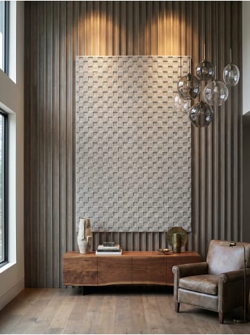 KADIMA DESIGN Flachgewebe-Teppich Schachbrett Grafisch Modern Pflegeleicht in Silber