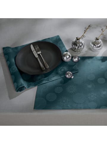 Erwin Müller Jacquard, Baumwollmischung Tischset 2er-Pack Calvia in petrol
