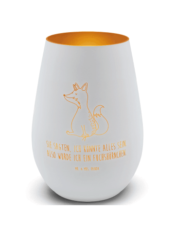 Mr. & Mrs. Panda Gold Windlicht Einhorn Fuchs mit Spruch in Weiß