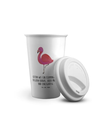 Mr. & Mrs. Panda Kaffeebecher Flamingo Classic mit Spruch in Weiß