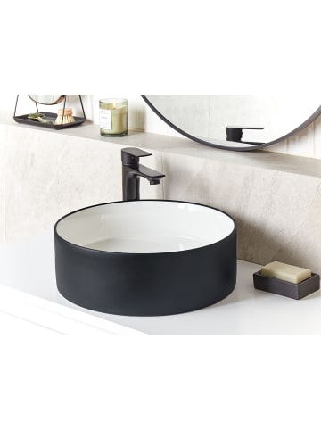 Beliani Waschbecken TEBAR in Schwarz/Weiß - (W) 40 x (H) 12 x (L) 40 cm