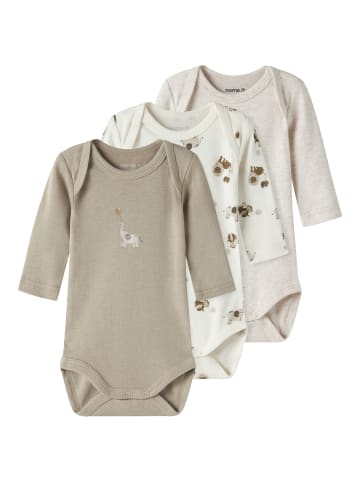 name it 3er Pack Langarmbodys NBNBODY 3P LS ANIMAL in jet stream