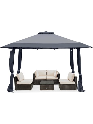 COSTWAY 4x4m Pop-up Pavillon mit Doppeldach in Grau