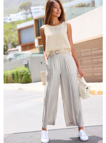LASCANA Bundfaltenhose in creme-schwarz gestreift