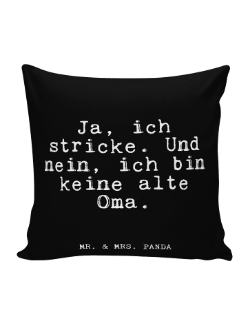 Mr. & Mrs. Panda Sofa Kissen Ja, ich stricke. Und... mit Spruch in Schwarz