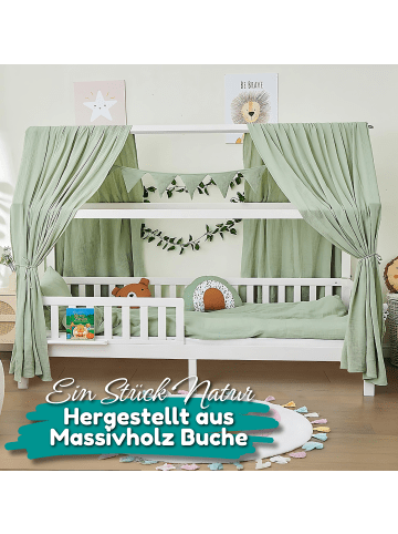 ALAVYA HOME Hausbett 90 x 200 cm mit Buchablage Weiß