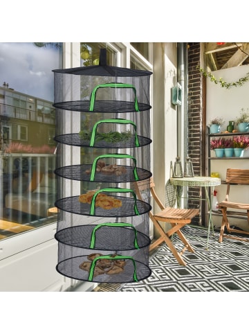 relaxdays Trockennetz in Grün/Schwarz - 6 Ebenen