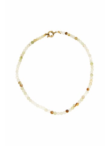 Gemshine Kette ohne Anhänger GRÜNER JADE FARBVERLAUF in gold coloured