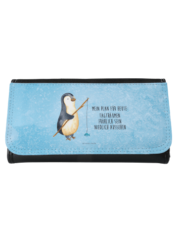 Mr. & Mrs. Panda Damen Portemonnaie Pinguin Angler mit Spruch in Eisblau