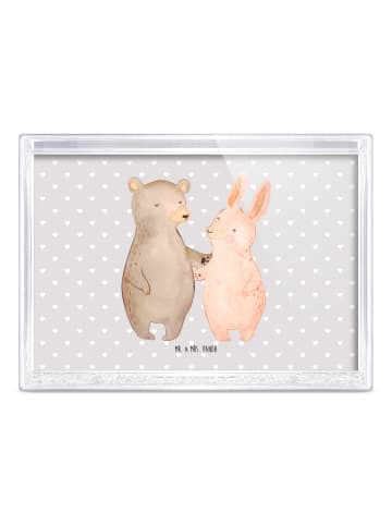 Mr. & Mrs. Panda Bilderrahmen Bär und Hase Umarmen ohne Spruch in Grau Pastell