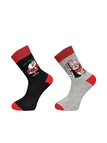 Yuhu Herren Weihnachtssocken 2er Set mit Weihnachtsmotiv in Grau