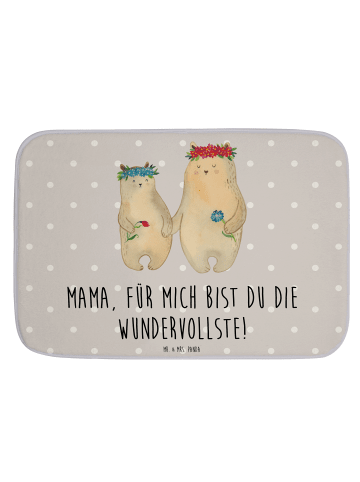 Mr. & Mrs. Panda duschmatte Bären mit Blumenkranz mit Spruch in Grau Pastell