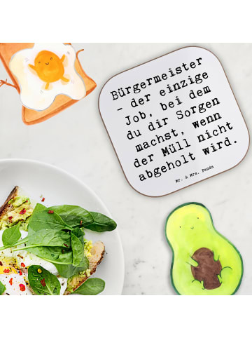 Mr. & Mrs. Panda Glasuntersetzer Spruch Bürgermeister Job mit Sp... in Weiß