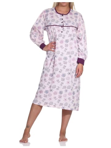 NORMANN Langarm Nachthemd klassische Design Knopfleiste am Hals - 88995 in lila