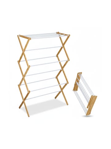 relaxdays Wäscheständer in Natur/ Weiß - (B)73 x (H)115 x (T)33 cm