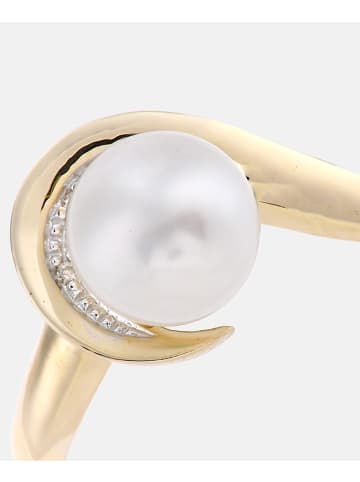 Diamant L'éternel Ring aus 375 Gelbgold mit 0.06 Karat Diamant mit Perle