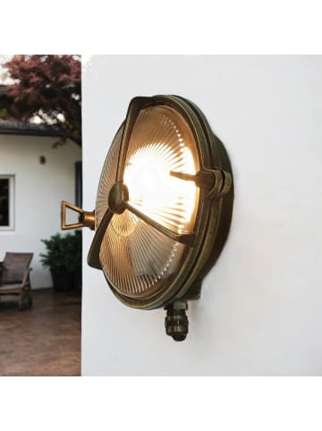 Licht-Erlebnisse Außen Wandlampe Ø 18 x (H)18 cm in Messing AntikMessing Antik