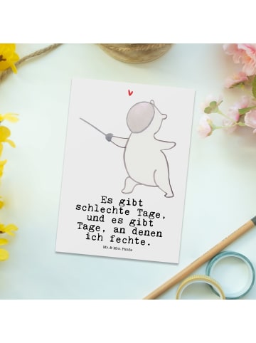 Mr. & Mrs. Panda Wanddeko Panda Fechten mit Spruch in Weiß