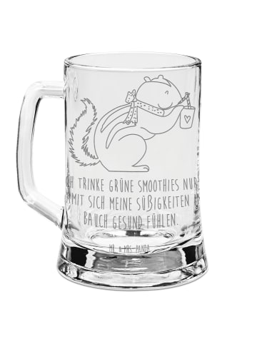 Mr. & Mrs. Panda Gravur Bierkrug Eichhörnchen Smoothie mit Spruch in Transparent