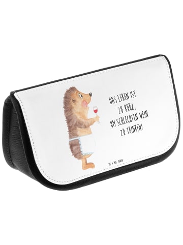 Mr. & Mrs. Panda Kulturtasche Igel Wein mit Spruch in Weiß