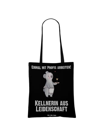 Mr. & Mrs. Panda Tragetasche Kellnerin Leidenschaft mit Spruch in Schwarz