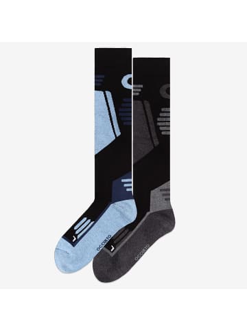2er Pack Merino Skisocken Toni in Schwarz-Blau