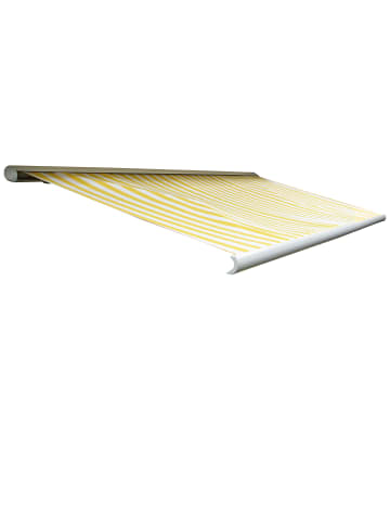 MCW Elektrische Kassettenmarkise H123, Acryl Gelb/Weiß
