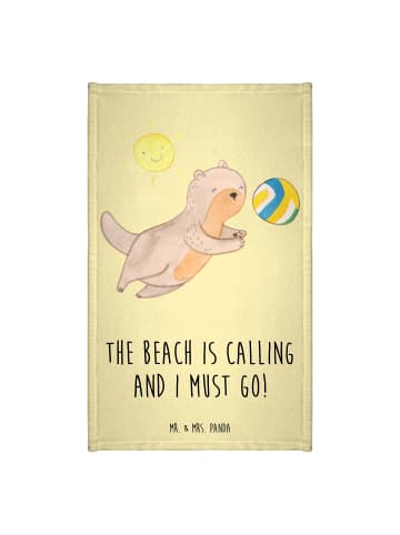 Mr. & Mrs. Panda Handtuch Sommer Meer Strand mit Spruch in Gelb Pastell