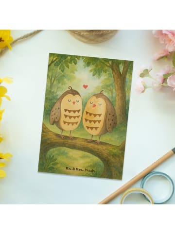 Mr. & Mrs. Panda Postkarte Eulen Liebe Design ohne Spruch in Weiß