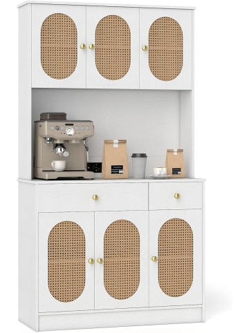 COSTWAY Buffetschrank mit Steckdosen 100x40x180cm in Weiß