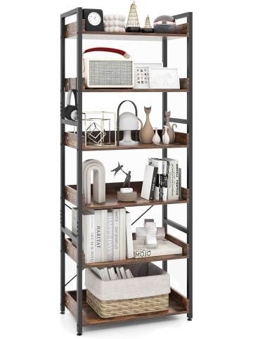 COSTWAY Bücherregal 6 Ebenen 69 x 34 x 177 cm in Braun