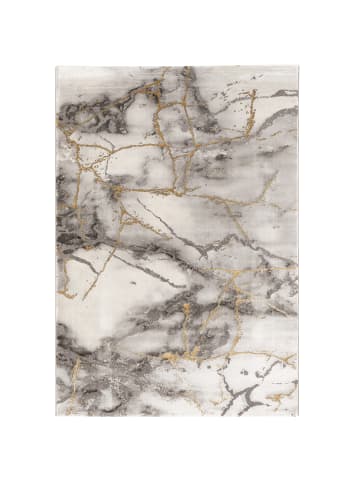 Pergamon Luxus Designer Teppich Carrara Marmor Optik Verlauf in Gold Grau