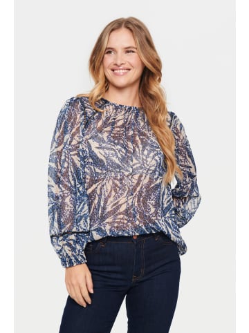 SAINT TROPEZ Langarm-Bluse ChanteSZ A-shape in Black Zebra Leaves