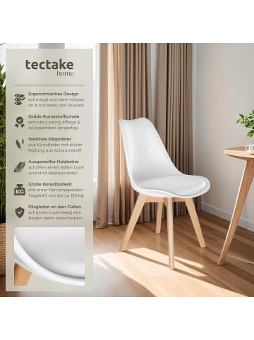 tectake Küchenstuhl Scandi-Design, gepolsterte Sitzfläche, 49 x 53 x 82 cm