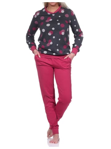 NORMANN Schlafanzug Bündchen Tupfen Punkte - 75736 in rot