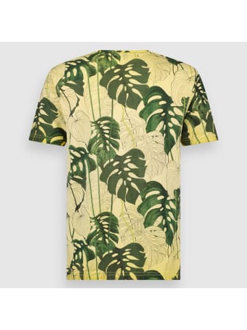 Twinlife T-Shirt Crew Allover Print Leaf Men in Grün Gelb