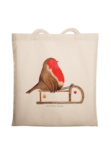 Mr. & Mrs. Panda Laptoptasche Rotkehlchen Schlitten ohne Spruch in Creme