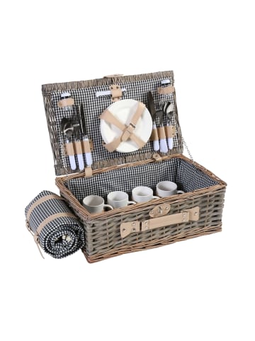 MCW Picknickkorb-Set B24 für 4 Personen, Schwarz-weiß