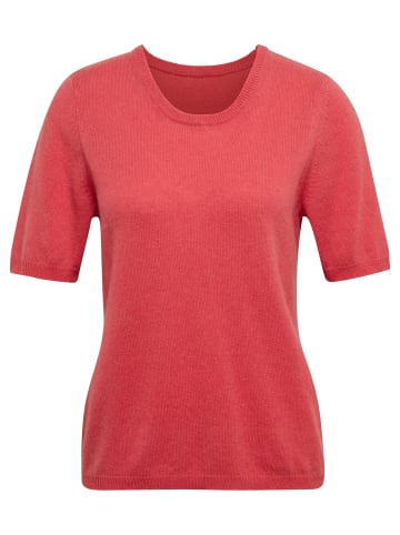 GOLDNER Kurzgröße:  Feinstrickpullover mit Rundhals in koralle