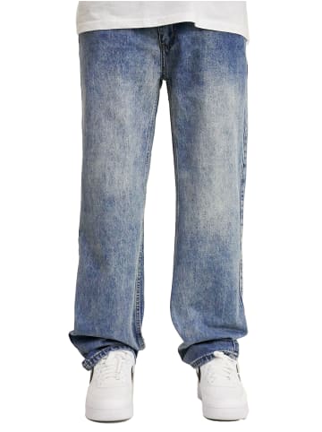 DADA Baggy Denim Loose Fit Jeans mit Coin Logo Print in Blau