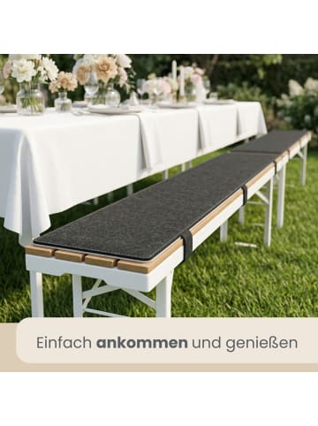 DuneDesign 2er Set Bierbankauflage Filz 180x28cm - 8mm Sitzkissen Wendbar Garten Festzelt